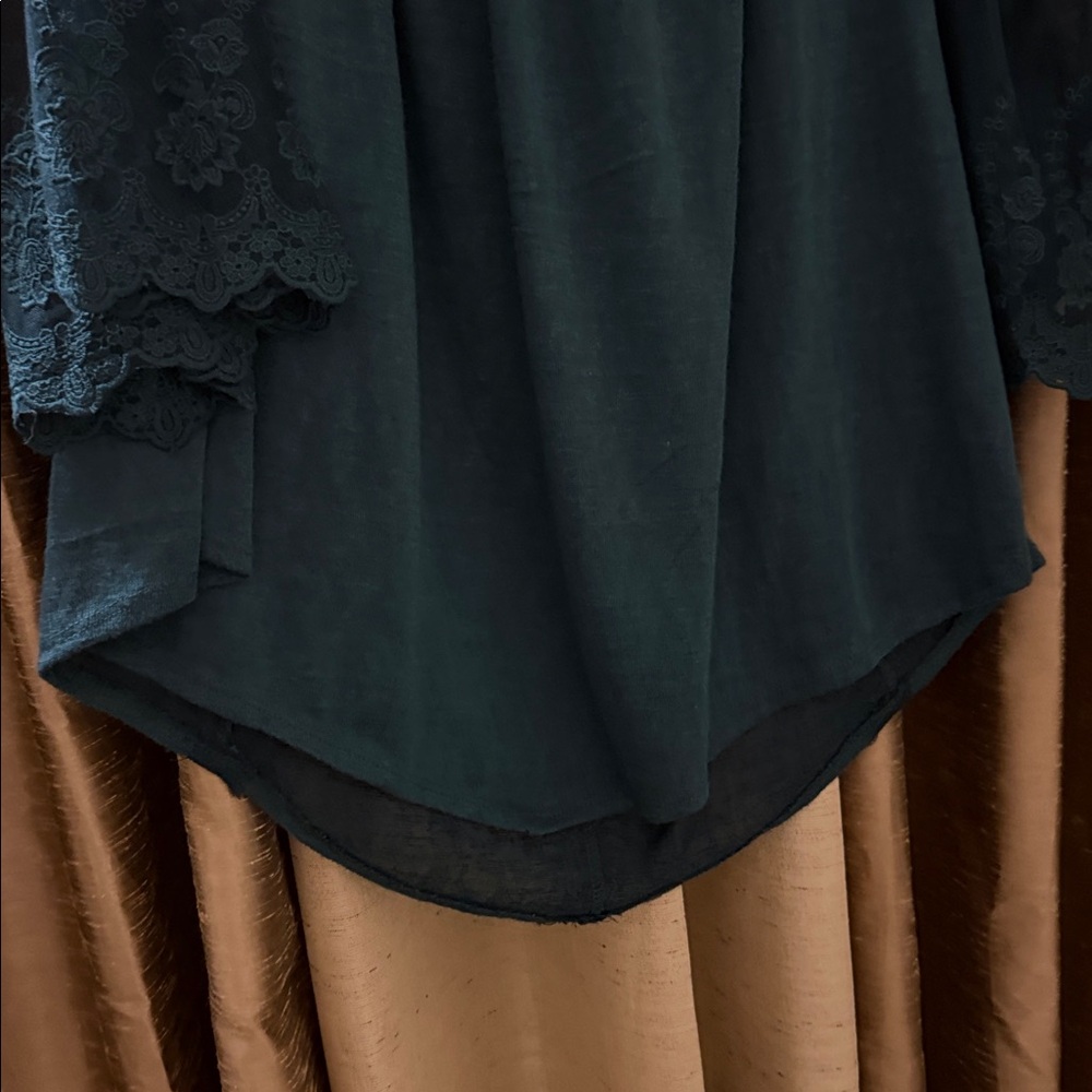 Teal Ruffled Neck Blouse - Picture 8 of 8